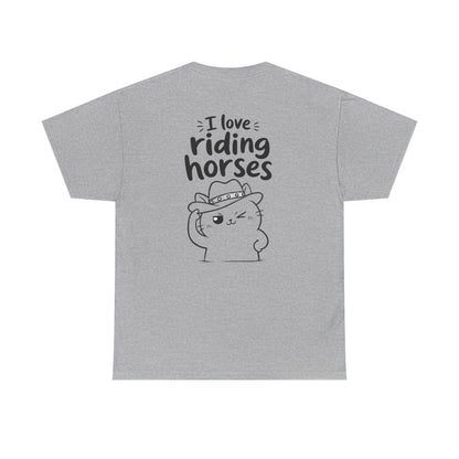 Baumwolle T-Shirt Unisex  - I love riding horses (backprint)